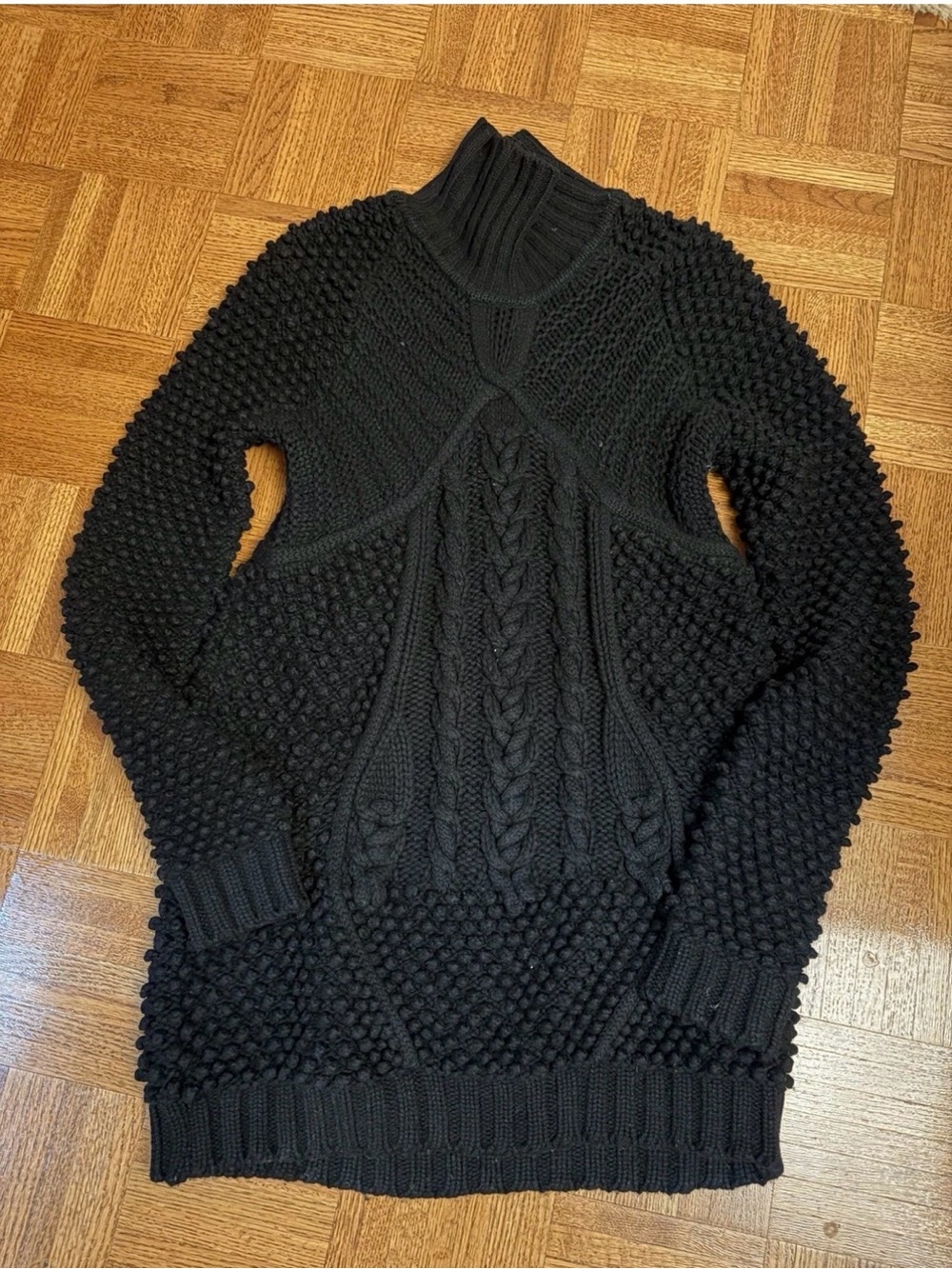 Prabal Gurung Black Chunky Knit Mini Dress